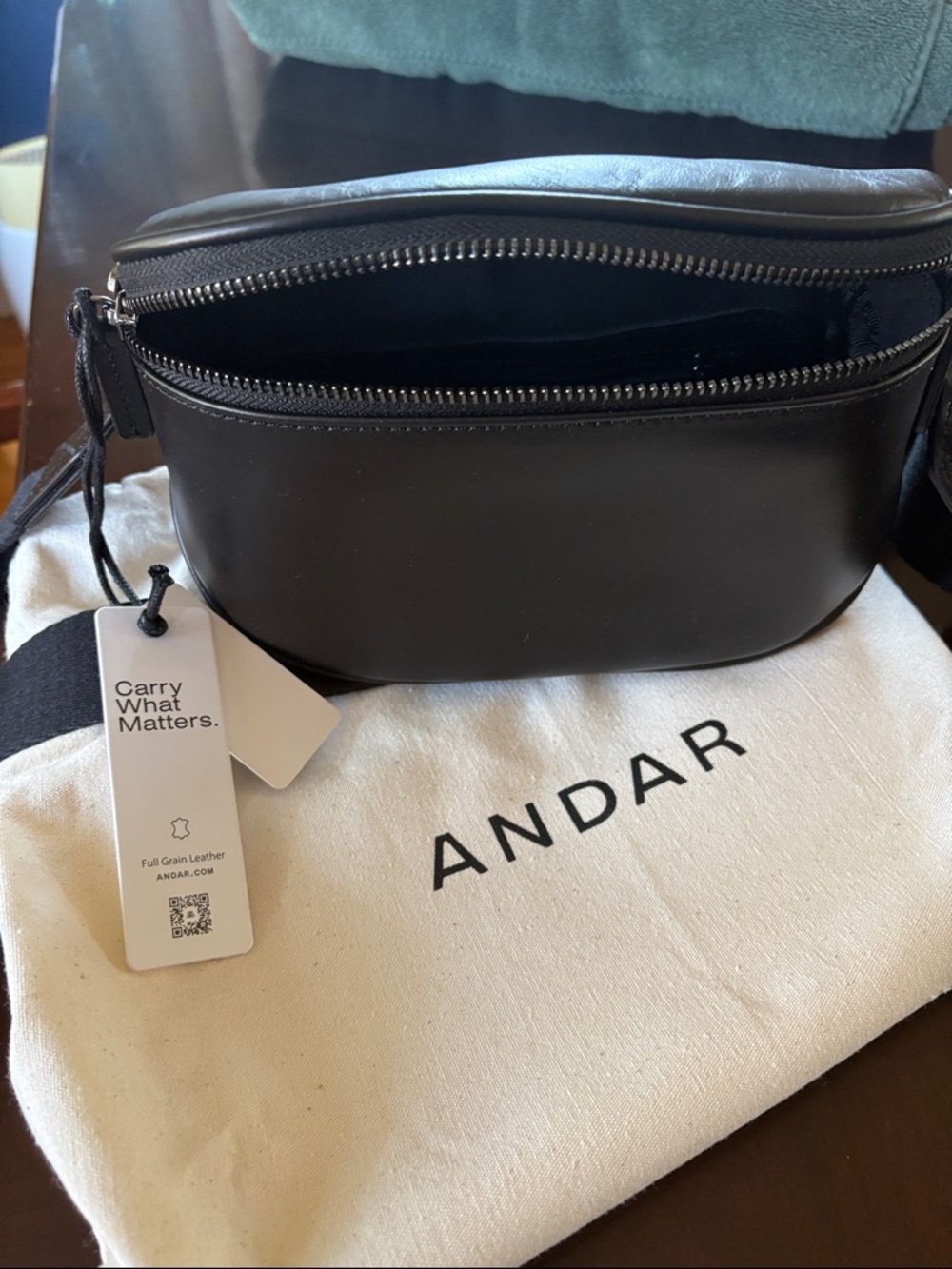 Andar Black Leather Crossbody Belt Bag - Picture 5 of 5